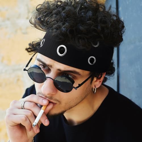 Maysing 3 Pcs Women Grommet Headbands Black Novelty Y2K Fashion Accessories