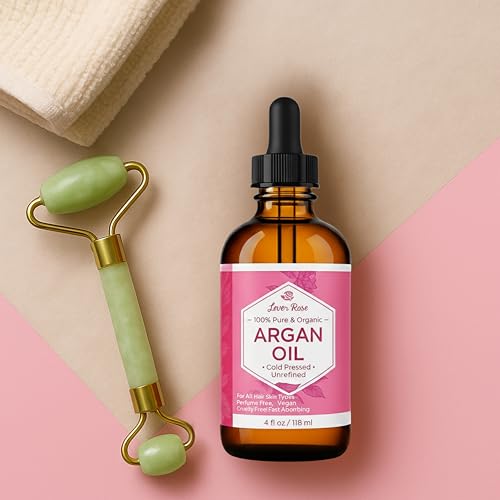 Leven Rose Organic Argan Oil - 100% Pure Moroccan Hair & Skin Oil, 4 oz