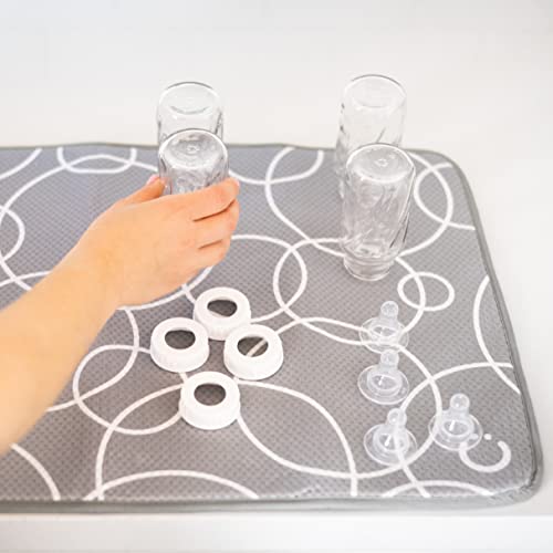 Ubbi Microfiber Dish Drying Mat Set of 2 - Gray Kitchen Essential