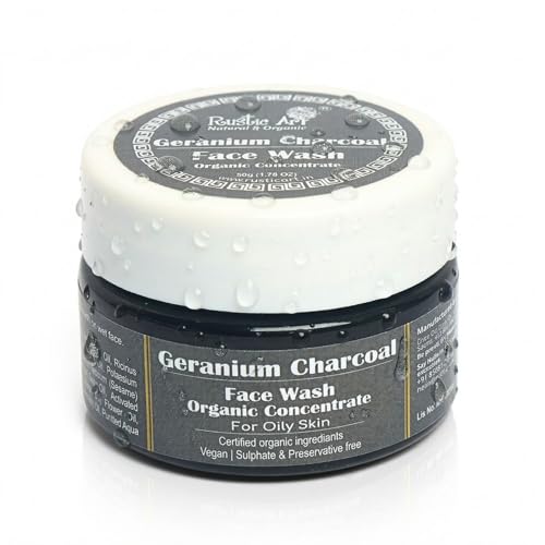 Rustic Art Organic Geranium Charcoal Face Wash Concentrate for Oily Skin 50g