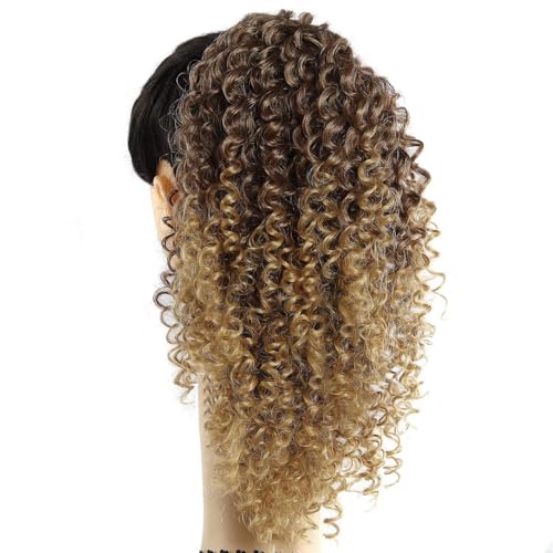 YXCHERISHAIR Curly Wavy Ponytail Extension 33/27, 18 Inch Natural Synthetic Hair for Women