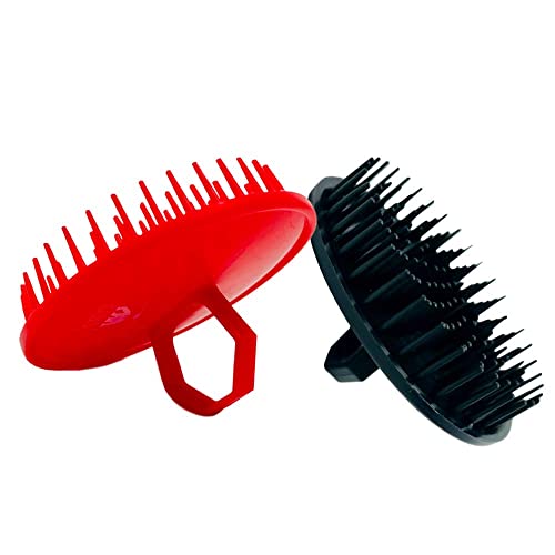 G.B.S Scalp Exfoliator 4 Pack - Shampoo Brush & Scrubber for Dandruff & Hair Care - Red & Black Variants