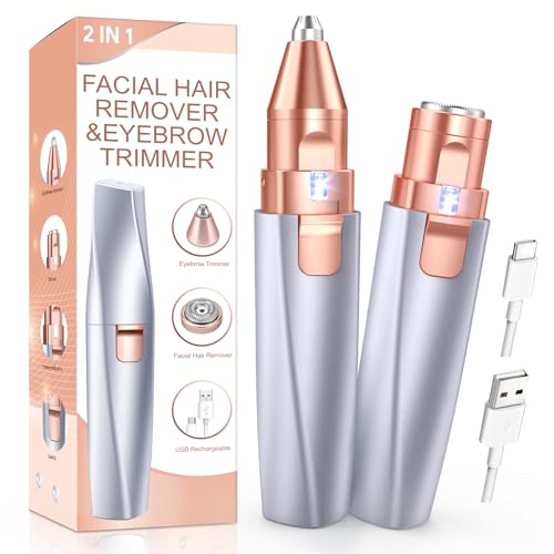 2-in-1 Rechargeable Eyebrow Trimmer & Facial Hair Remover - Indigo Purple