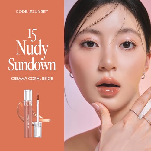 rom&nd Glasting Water Tint 15 Nudy Sundown Lip Gloss & Color, Long-Lasting