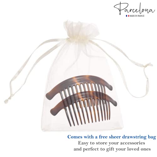 Parcelona Extra Large Tortoiseshell Hair Combs for Updos - 13 Teeth
