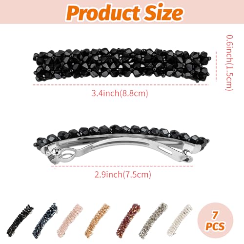 VinBee Crystal Rhinestone Hair Barrettes - 7 Piece Set for Women and Girls