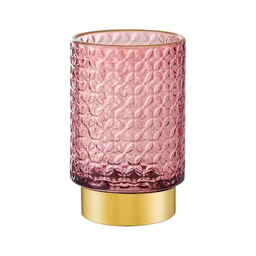 Vintage Glass Makeup Brush Holder with Gold Metal Base - Desk Organizer