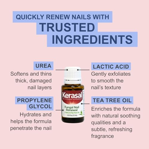 Kerasal Renewal Nail Repair Solution with Tea Tree Oil for Discolored and Damaged Nails, 0.33 Oz (Pack of 1)