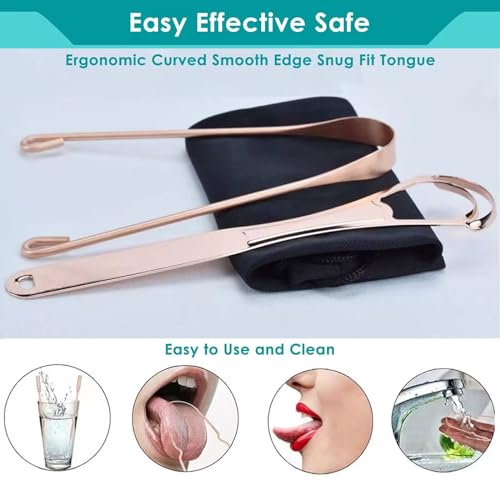 2-Piece Copper & Stainless Steel Tongue Scraper Set for Fresh Breath