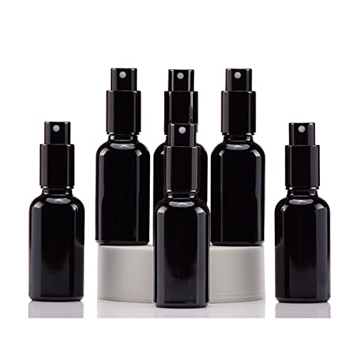 YIZHAO 30ml Black Glass Spray Bottles 6 Pack with Fine Mist Sprayer for Essential Oils, Perfume, Travel, Cleaning