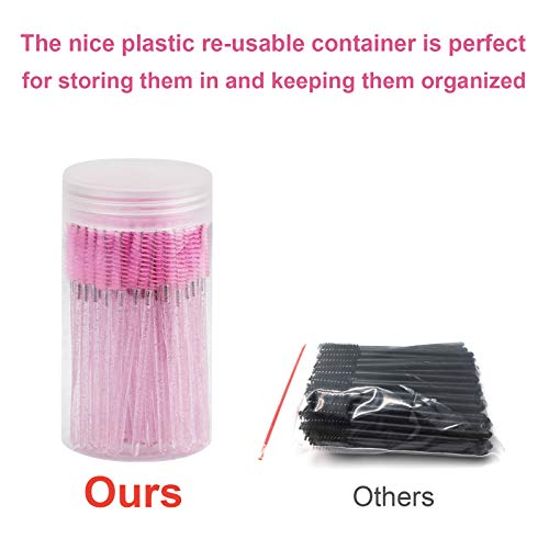 100PCS Light Pink Disposable Eyelash Spoolies with Container
