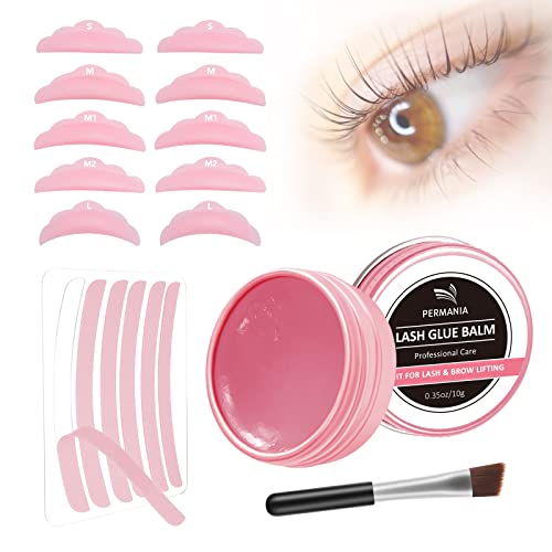 PERMANIA Reusable Lash Lift Rods & Silicone Curler Pads – 17PCS Eyelash Perm Tools