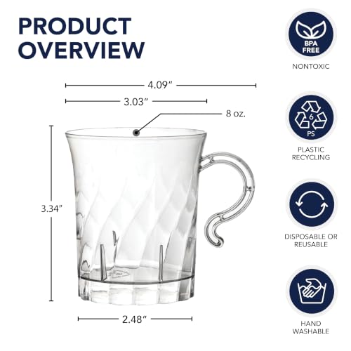 10 Pack Clear Swirled Plastic Coffee/Punch Bowl Cups - 8 oz