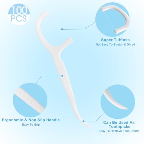 Eyxformula Individually Wrapped Floss Picks - 100 Count Travel Dental Flossers