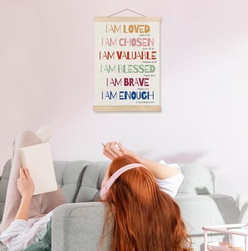 Motivational Bible Verse Canvas Wall Art for Girls - 12x16 Inch