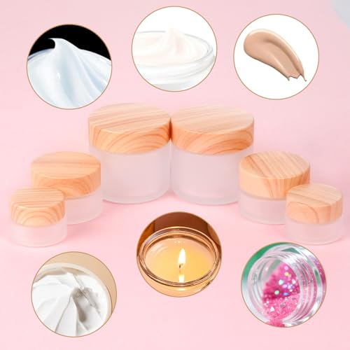 6Pcs Clear Glass Lotion Cream Jars, 60ml Refillable Containers