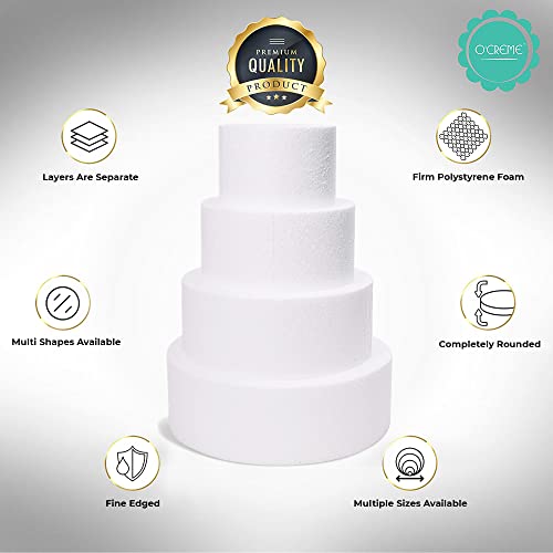 O'CREME Polystyrene Dummy Cake Display - Round 7” x 3” for Decorating