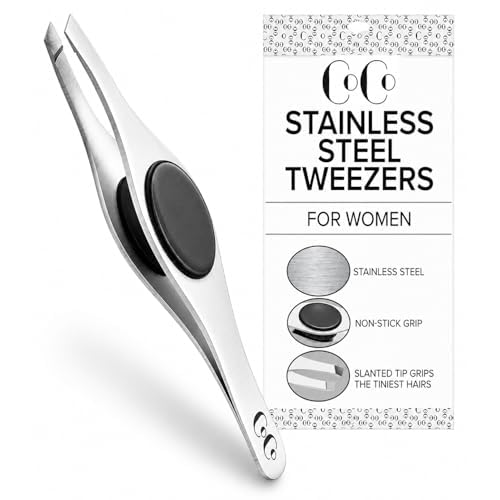 Coco¡¯s Closet Tweezer for Eyebrows ? Surgical grade Stainless Steel Slant Silver Tweezer - Precision for Ingrown Hair Removal