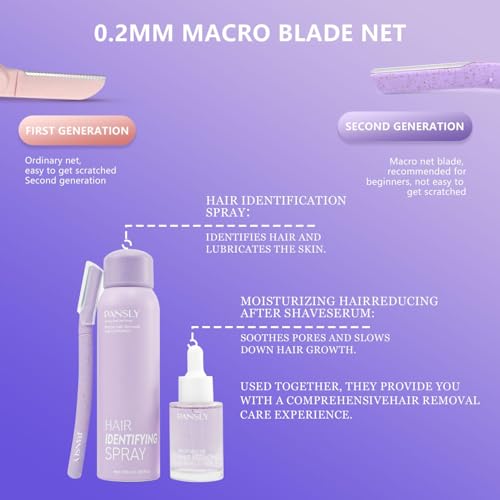 Hair Identifying Spray Kit,Hair Identifier (100mL) for Face Shaving with After Shave Serum(30mL) Kit,Moisturizing&Smoothing skin &Hair Reducing Skin Care Dermaplaner Spray Set for Women Men