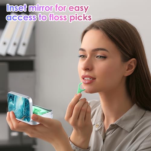 Portable Dental Floss Case - Marble 3 Piece Set for Travel