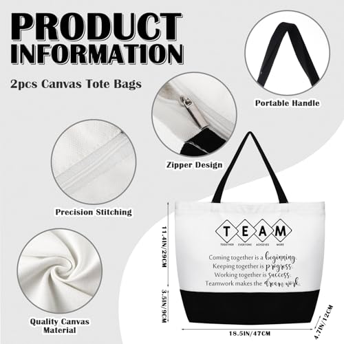 Employee Appreciation Tote Bags - 4 Pack Canvas Gifts for Team