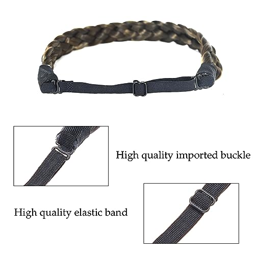 TOECWEGR Light Black Gold Brown Braided Headband Hairpiece for Women