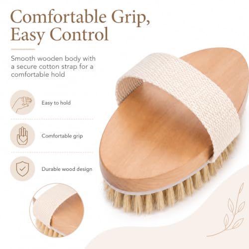 OPAZ Natural Boar Bristle Dry Body Brush 2 Pack - Exfoliating