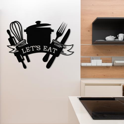 Vintage Farmhouse Let's Eat Metal Wall Art Sign for Kitchen