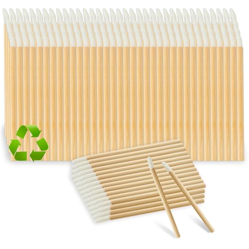 SANARITA 100Pcs Disposable Lip Brush Applicators with Bamboo Handles Makeup Tools