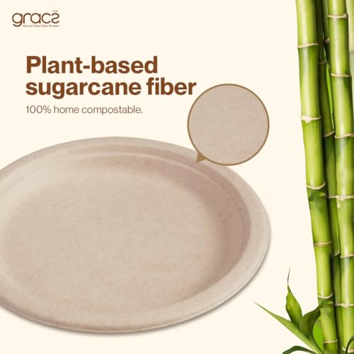 Gracz Compostable Disposable Paper Plates - 9 Inch, 50 Pcs