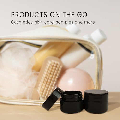 Beauticom 36 Black Plastic Jars with Foam Lined Lid - 7g/7ml