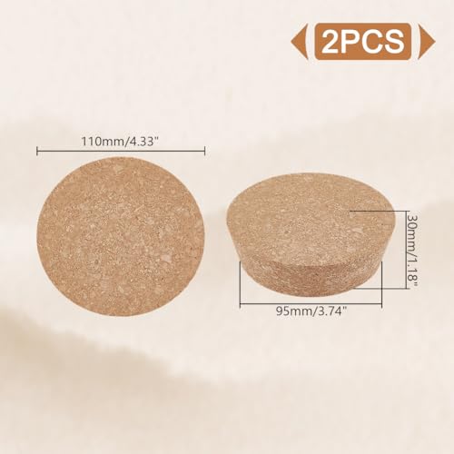 Cork Bottle Stoppers - 2 Large Tapered Cork Lids (3.7-4.3 Inch)