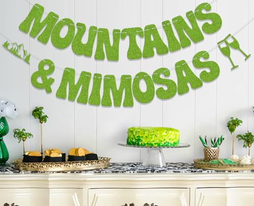 Mountains & Mimosas Banner - Camping Theme Bachelorette Party Decor