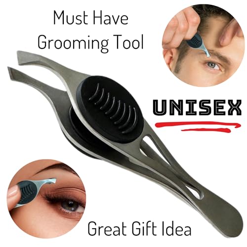 ALAZCO Slanted Tip Eyebrow Tweezers - Non-Slip Stainless Steel