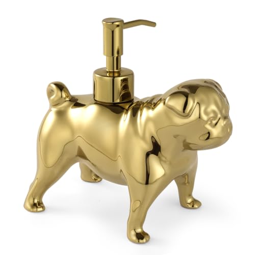Gold Pug Soap Dispenser - Charming Ceramic Dog Lover Gift