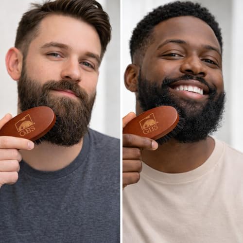 G.B.S Travel Size Beard Brush - 100% Boar Bristle with Wood Handle (No. 3)