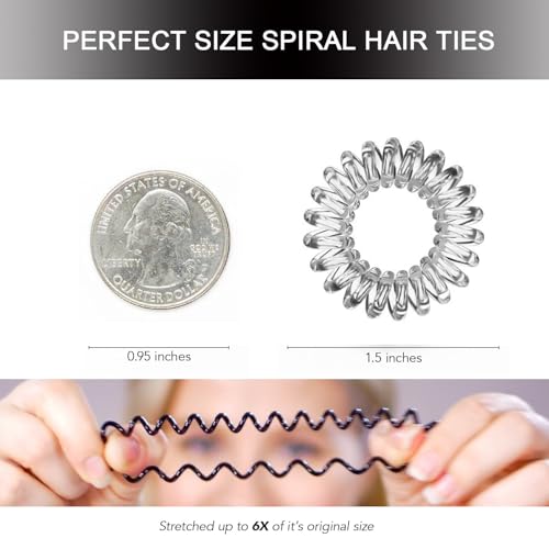 Clear Spiral Hair Ties - No Crease, 20 Pcs for All Hair Types