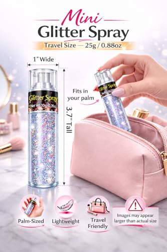 Sovano Glint Rainbow Hair & Body Glitter Dry Powder Spray (10g Glitter) 25g Bottle