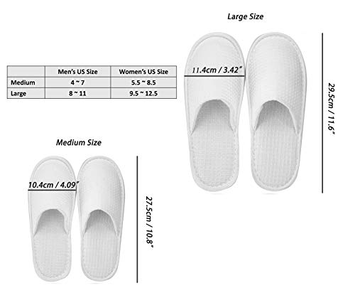 AhfuLife Spa Slippers - 5 Pairs of Disposable Closed-Toe White Slippers, Non-Slip, Unisex, Size 9-11 Women/7-10 Men