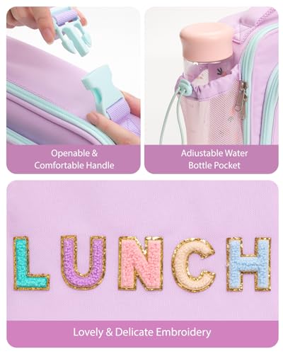 Insulated Lunch Box Bag for Kids - 8-Hour Thermal, Light Purple