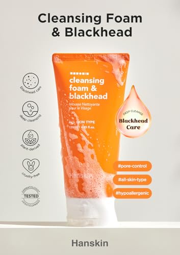 Hanskin Pore Cleansing Foam with BHA, Exfoliating Face Wash & Makeup Remover, 4.06 oz