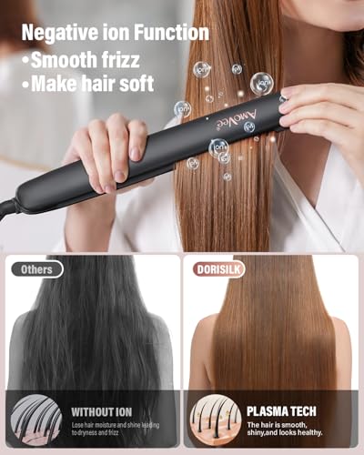 AmoVee 2-in-1 Hair Straightener and Curler, 1.25-Inch Ceramic Flat Iron