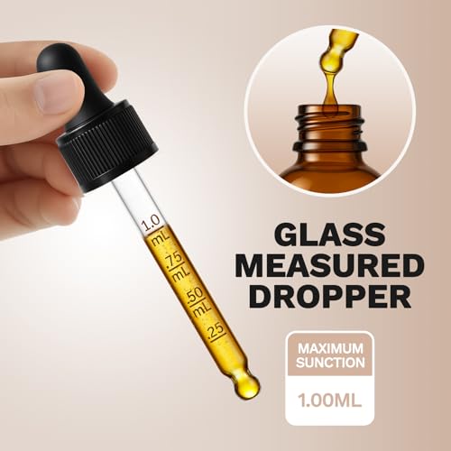 Amber Glass Dropper Bottles 1 oz - 2 Pack with Labels & Funnel