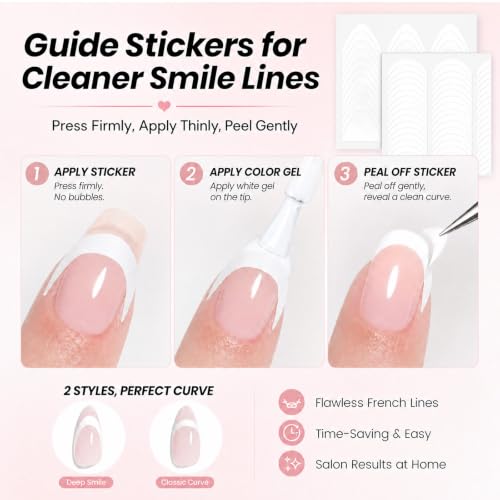 Beetles French Tip Gel Polish Set - Nude Pink & White Manicure Kit