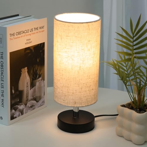 Minimalist Bedside Table Lamp with Linen Shade for Small Spaces
