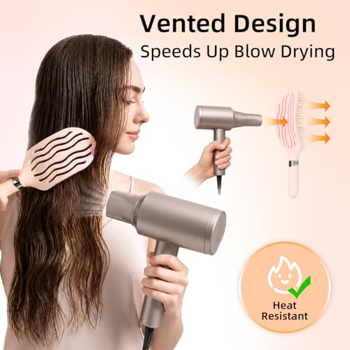 RHOS Curved Vented Detangling Hair Brush - Anti-Static Blow Dry Brush