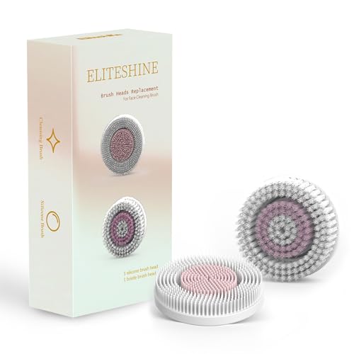 Eliteshine Facial Brush Replacement Heads - Silicone & Bristle 2-Pack