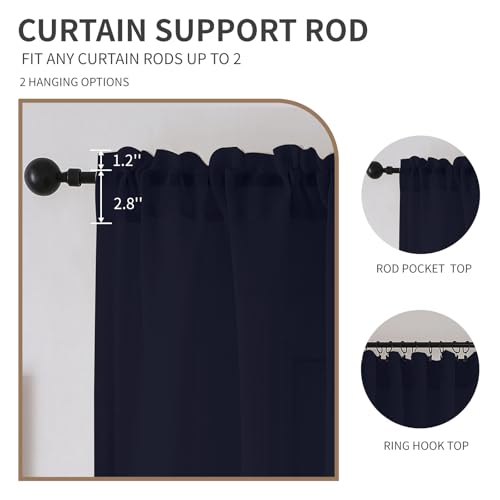 CUCRAF Navy Blue Sheer Curtains - 45-Inch Long, 2-Panel Set