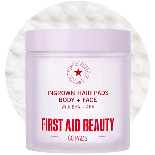 First Aid Beauty Ingrown Hair Pads Aftershave Treatment to Help Prevent Razor Bumps, Exfoliate Underarms & Bikini Area, Sensitive Skin