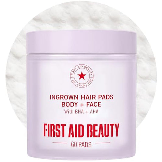 First Aid Beauty Ingrown Hair Pads Aftershave Treatment to Help Prevent Razor Bumps, Exfoliate Underarms & Bikini Area, Sensitive Skin